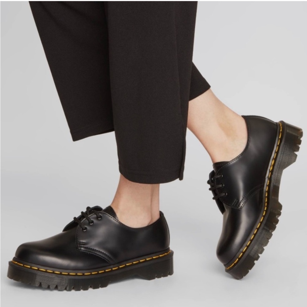 Dr. Martens BEX Womens Sz 8 Smooth Leather Black Oxford Clogs Platform Shoes